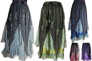 Handmade Bohemian Hippy Patchwork Skirt Festival Cotton Elastic Lace Dress S30 - Picture 1 of 11