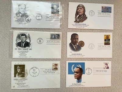 Martin Luther King, JFK, Ike, Lindbergh, Pershing, Bunche First Day Cover Lot - Image 1 of 4