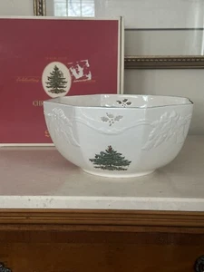 Spode ENGLAND Christmas Tree 10” Porcelain Large Pierced Serving Bowl In Box! - Picture 1 of 12