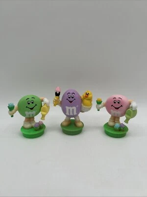 Lote de 3 figuras M&M's Easter Candy Topper colores pastel (verde, rosa, púrpura) Foto 1 de 4