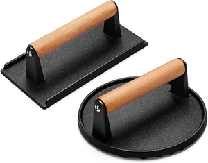 Burger Press Smash Burger Press for Blackstone Griddle Cast Iron Round Rectangle - Picture 1 of 12