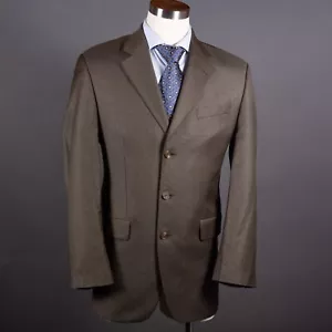 Chaps Mens Sport Coat 40L Olive Wool & Cashmere Blazer Suit Jacket Business - Picture 1 of 10