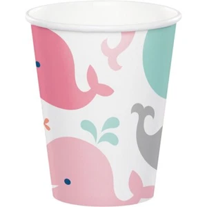 Lil Spout Pink Whale Animal Ocean Cute Baby Shower Party 9 oz. Paper Cups - Picture 1 of 1