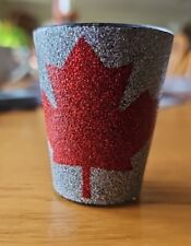 Shot Glass Canada Maple Leaf Silver Glitter And Red