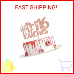 YotaWish Rose Gold Glitter I'm 16 Bitches Cake Topper - 16 Birthday Decorations - Picture 1 of 2