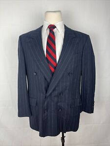 Gieves & Hawkes Men's Navy Blue Striped Wool Suit 40R 34X28 $1,395