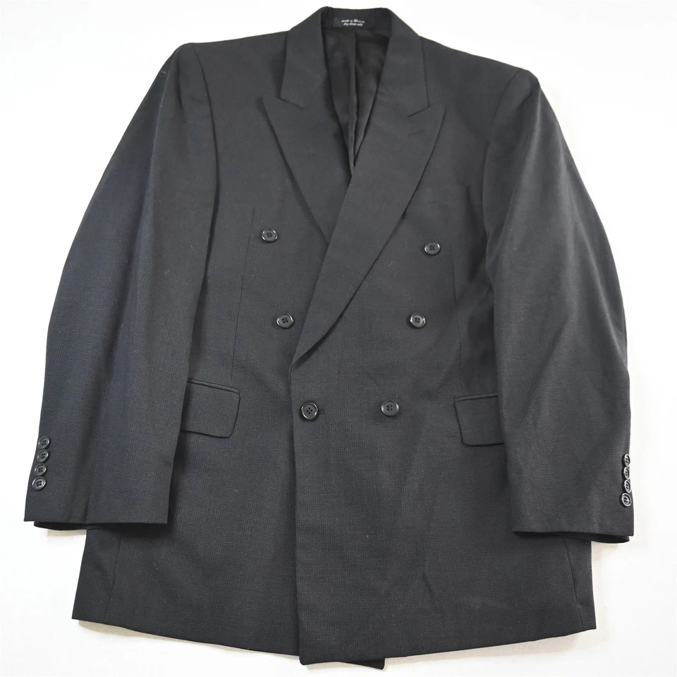 Chaqueta Blazer Abrigo Deportivo Gianfranco Ruffini 42R Negro Cuadros Lana Doble Pecho Foto 1 de 4