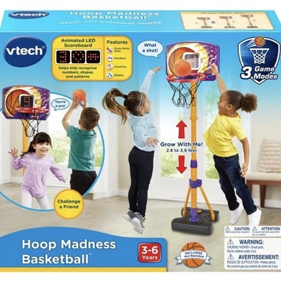 VTech Hoop Madness Baloncesto 2.8'-3.9' Poste Ajustable Luces Sonidos Electrónicos Foto 1 de 4