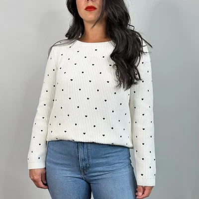 Suéter Talbots Corazones Blancos y Lunares Cuello Redondo Gran Tamaño TALLA MEDIANA Foto 1 de 4