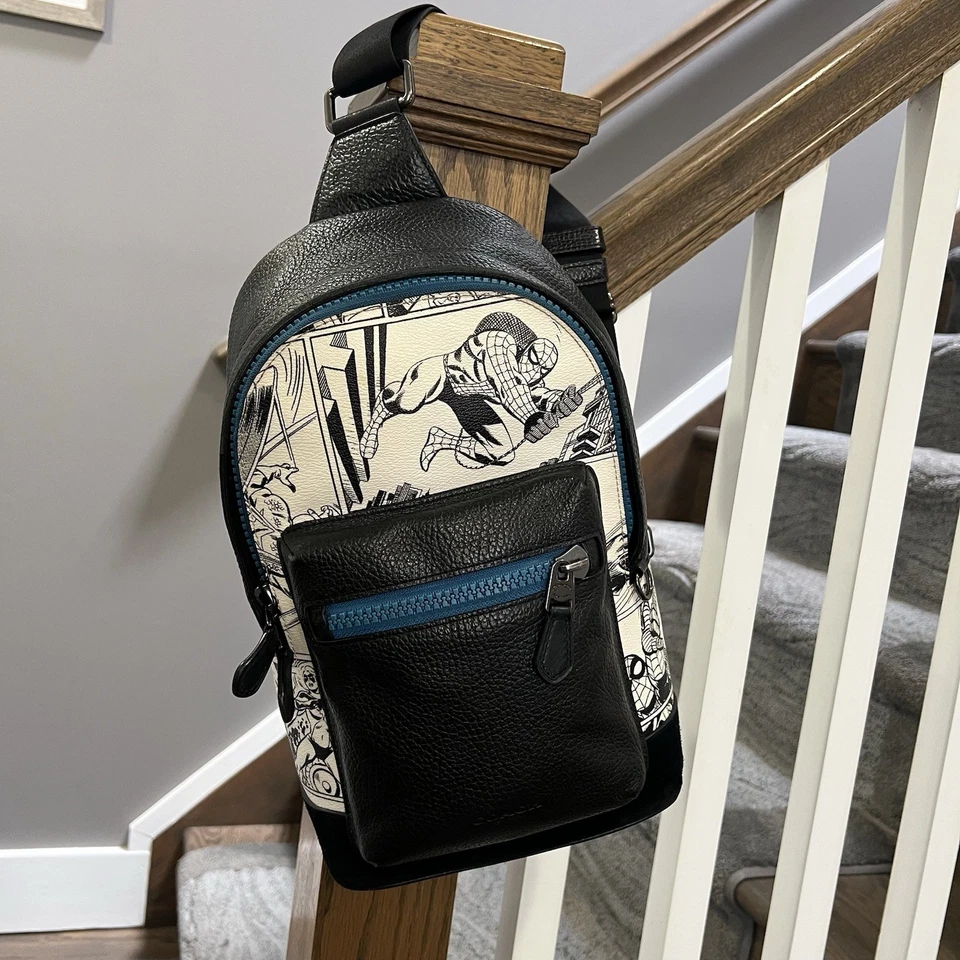 Coach Marvel Spiderman West Pack With Comic Book Print leather and suede 2411 - Image 1 of 4