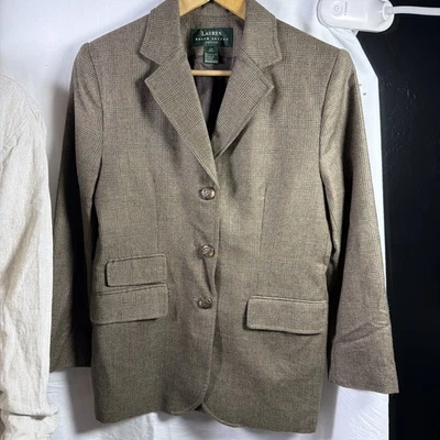 LAUREN LRL Ralph Lauren 6Petite WORSTED WOOL Blazer 3 HORSE button jacket W590 - Image 1 of 4