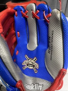 Franklin Air Tech Soft Foam Kids Left Hand Baseball Glove Red Silver And Blue - Picture 1 of 14