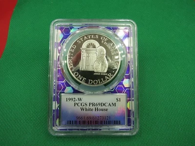 1992-W $1 White House Proof Silver Dollar - PCGS PR69 DCAM TraderBea Holo Core  - Image 1 of 4