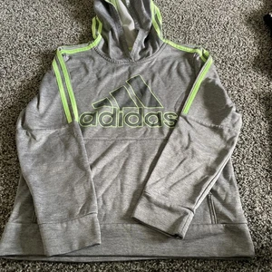 Adidas Youth Medium (10-12) Hoodie Gray/Lime Green - Picture 1 of 5