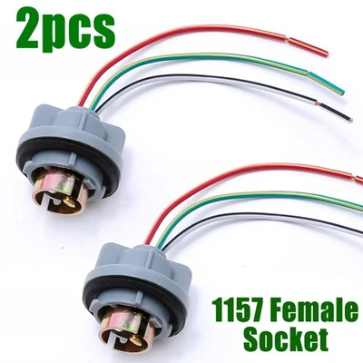 2x 1157 2357 BAY15D Female Socket Front Turn Signal Light Wiring Harness Pigtail - Image 1 of 4