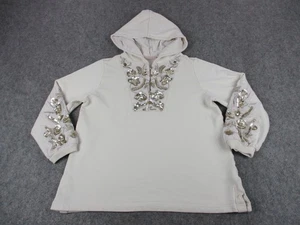 Soft Surroundings Hoodie Women Small Embellished Sequins Floral Pullover Sweater - Picture 1 of 11