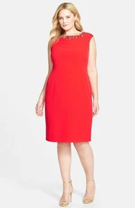 Eliza J Embellished Cap Sleeve Crepe Sheath Dress (size 24W) - Picture 1 of 2