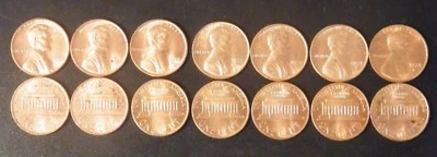 1968 S to 1974 S 7 Choice Unc Lincoln Cent Run Set US Coins all from SF Mints - Image 1 of 3