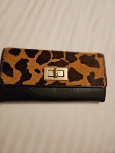 TALBOTS BLACK LEATHER AND ANIMAL HAIR WALLET - Picture 1 of 10