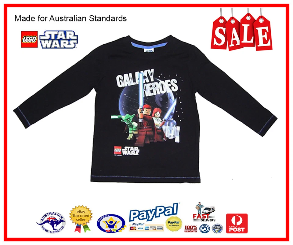 **GENUINE AUS LICENSED-Kids Boys Lego Star Wars Long Sleeve Tee Top-SALE - Image 1 of 2