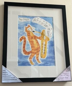 original illustration artwork Cat cartoon “Jazz cat saxophone tribute” - Picture 1 of 2