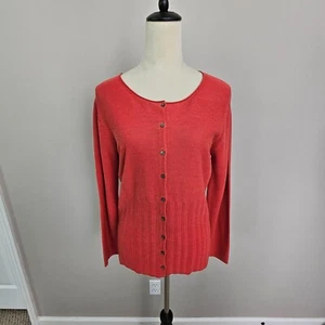 Tommy Bahama Linen-Silk Cardigan Sweater Womens Medium Coral - Picture 1 of 11