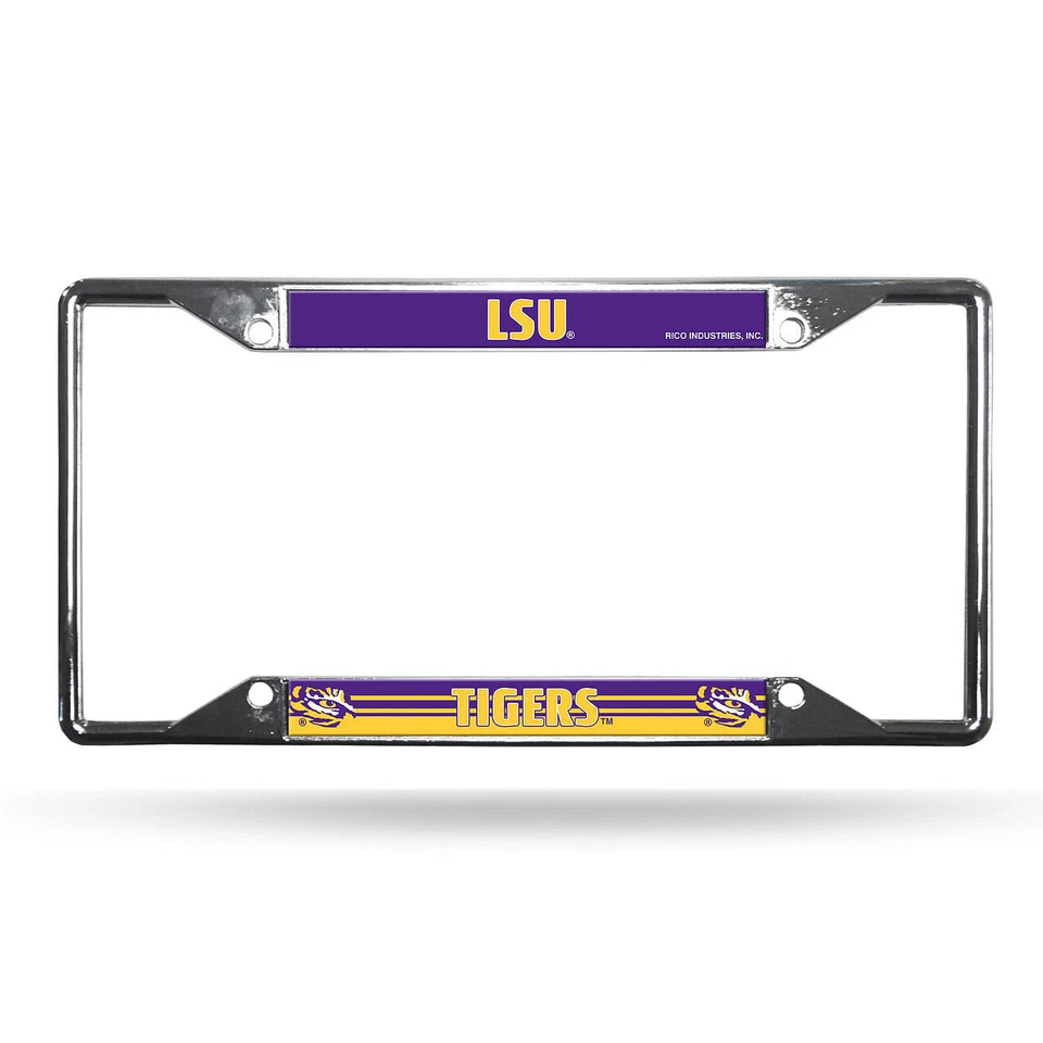 LSU Tigers Metal Chrome License Plate Auto Tag Frame Louisiana State University