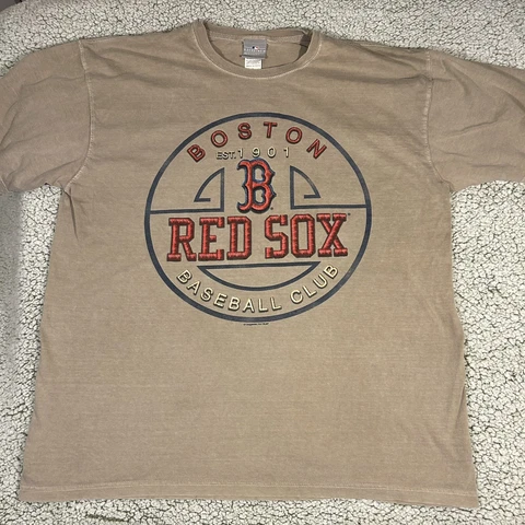 Boston Red Sox Baseball Club T Shirt Mens Sz XL TAN MLB Sports Baseball Cover
