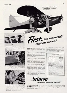 1945 Stinson Voyager 125 Aircraft Ad 11/26/2024k - Picture 1 of 1