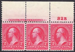#279B F-VF MNH OG-2 ¢ Washington BREITES TOPSCHILD NUMMERNABDRUCKSTREIFEN 3 (REM1) - Bild 1 von 2