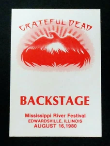 Grateful Dead Backstage Pass Mississippi River FestivaI IL 8/16/80 8/16/1980 GD - Picture 1 of 12