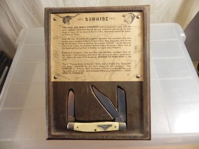 Schrade США 88LH сыромятной кожи серии 1975 длинный рог Stockman нож и табличка дисплей - Изображение 1 из 4