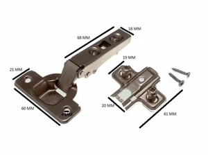 Sprung cabinet hinge 35mm 95d cruciform plate BZP open slot clip on 1 pair - Bild 1 von 1