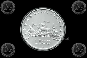 ITALIEN 500 LIRE 2001 (CHRISTOPHER COLUMBUS's SHIPS) SILBERMÜNZE (KM# 98) UNC - Bild 1 von 5