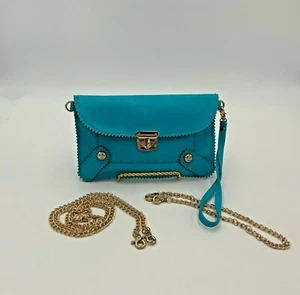 ADORABLE BOLSO BANDOLERA BANDOLERA CONVERTIBLE AZUL PAVO REAL - NUEVO SIN ETIQUETAS - Imagen 1 de 5