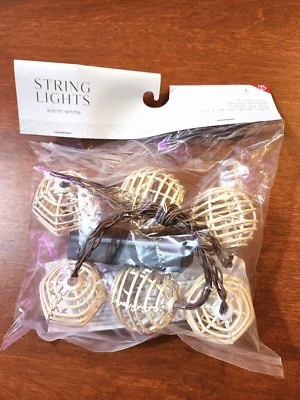 2 pack Natural Look Globe LED String Lights BullsEye Battery oper Decor - Image 1 of 4