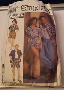 Vintage Simplicity Sewing Pattern 1989 Cherokee 9235 Shirt Shorts Pants All Size - Picture 1 of 2