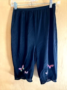 Rare VTG SIze 5 VANITY FAIR BLACK NYLON PETTI PANTS BLOOMERS  W BUTTERFLIES - Picture 1 of 5