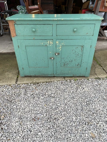 antique green painted cupboard cabinet AAFA Cover