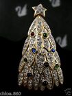 SIGNED SWAROVSKI PAVE&#39; CRYSTAL 1998 CHRISTMAS TREE PIN  PIN~ BROOCH RETIRED NEW
