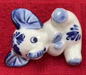 FIGURA COLECCIONABLE ELEFANTE PORCELANA AZUL/BLANCO MINIATURA - Imagen 1 de 14