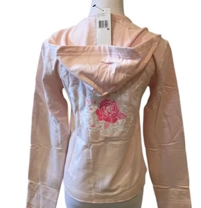 Vintage DKNY Donna Karan Dream Blush Pink Zip up Hoodie Sz Medium with Tag Y2K - Picture 1 of 7