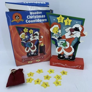 Vtg Y2K Wooden Christmas Countdown Looney Tunes Tweety Bird Sylvester Cat - Picture 1 of 7