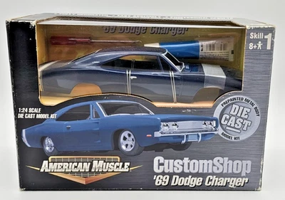 Ertl American Muscle Custom Shop 1:24 '69 Dodge Charger Model Kit METALLIC BLUE - Image 1 of 4