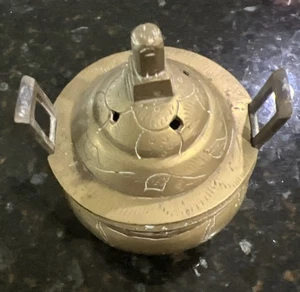 Solid Brass Incense Burner Lid Three Foot Bottom With Handles China 4.8in BTra - Picture 1 of 4