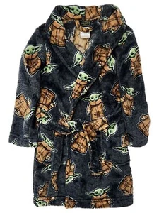 Star Wars Boys Plush Gray Baby Yoda Fleece Bath Robe House Coat - Picture 1 of 2
