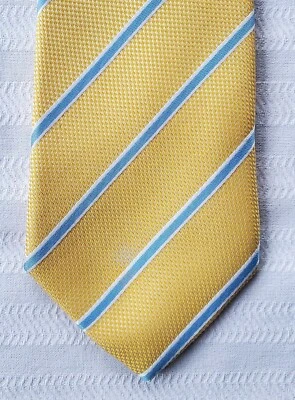 Corbata Paul Smith London 100 % seda amarilla con rayas diagonales azul claro Foto 1 de 3