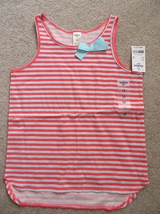 Camiseta sin mangas OshKosh para niñas naranja azul a rayas adornada talla 10 nueva con etiquetas - Imagen 1 de 3