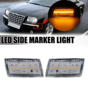 2X Clear LED Front Side Marker Turn Signal Light Lamp For 2005-2010 Chrysler 300 - Picture 1 of 6