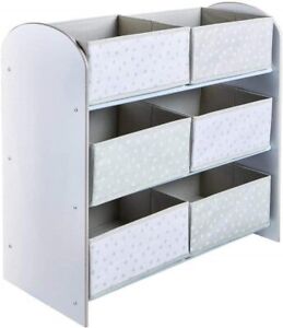 Hello Home White Kids Bedroom Toy Storage Unit with 6 Bins, One Size, WHITE